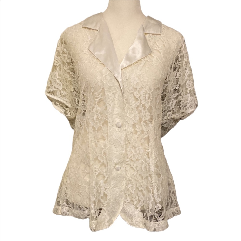 VICTORIA SECRET vintage gold label lace pajama top